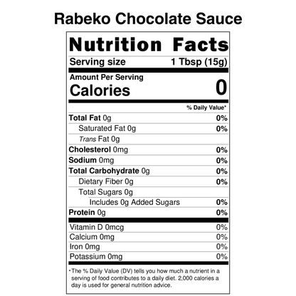 Rabeko Chocolate Sauce Nutrition Label.png