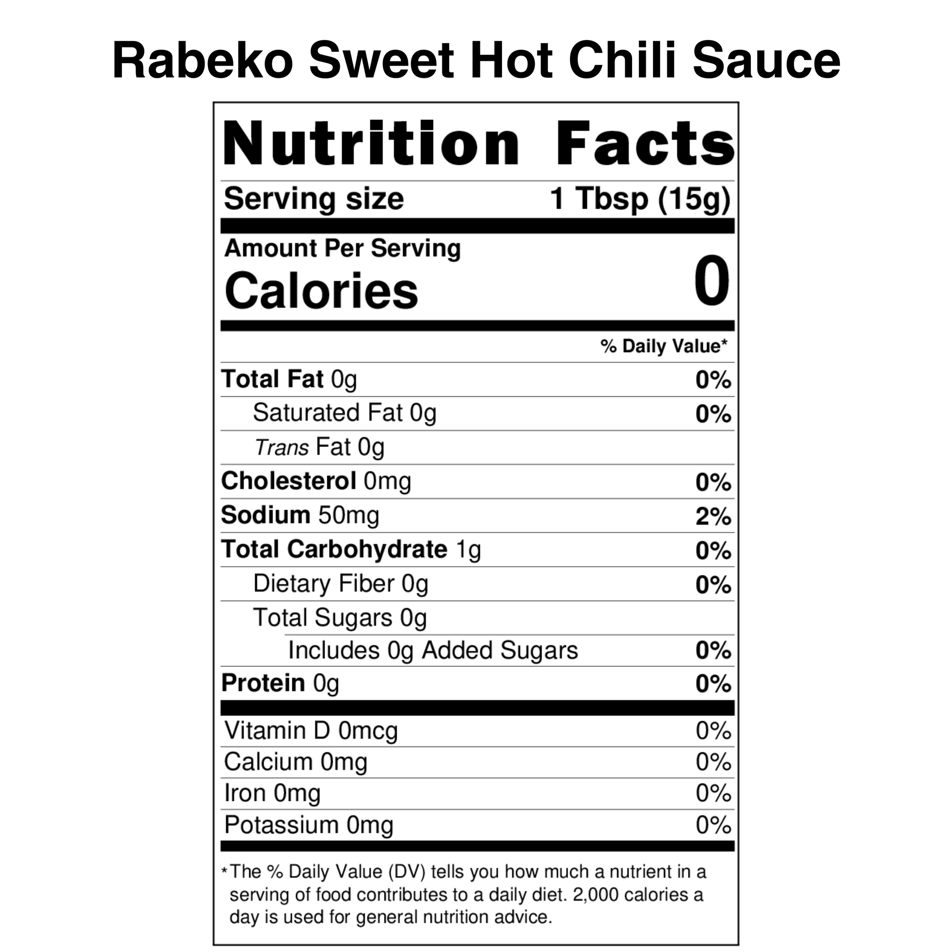 Rabeko Sweet Hot Chili Sauce Nutrition Label.png